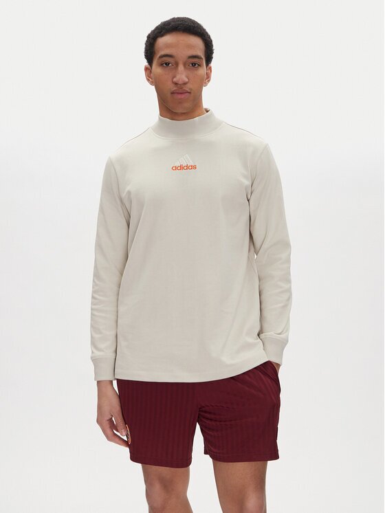 adidas Тениска с дълъг ръкав JD5402 Бежов Loose Fit