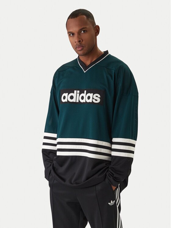 adidas Тениска с дълъг ръкав JV8467 Зелен Loose Fit