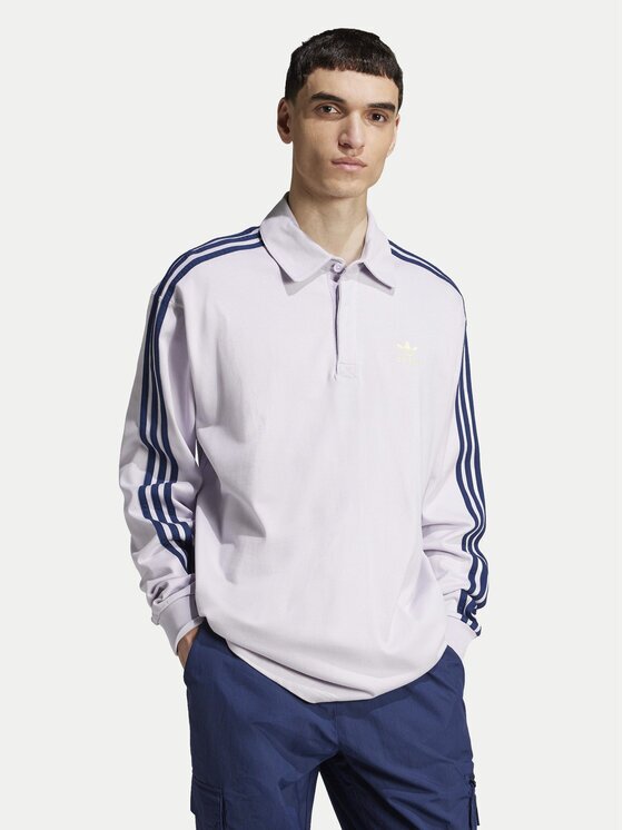 adidas Тениска с яка и копчета adicolor Rugby JC9916 Виолетов Regular Fit
