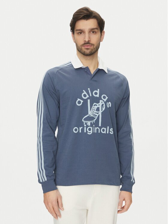 adidas Тениска с яка и копчета Rugby JD1090 Син Regular Fit