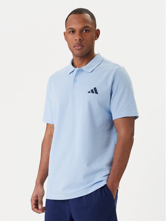 adidas Тениска с яка и копчета Small Logo Pique KS5530 Светлосиньо Regular Fit