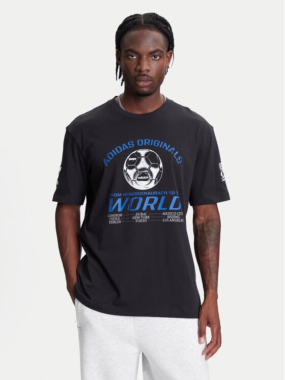 adidas Тишърт 90s Football Graphic JX3064 Черен Regular Fit