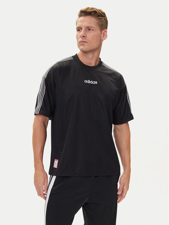 adidas Тишърт 90s Stripe JX3068 Черен Regular Fit