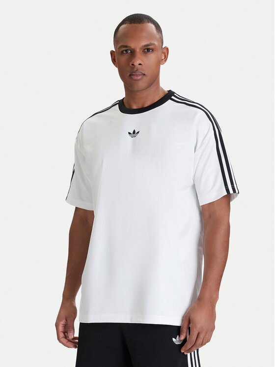 adidas Тишърт adicolor Jacquard KD5829 Бял Loose Fit