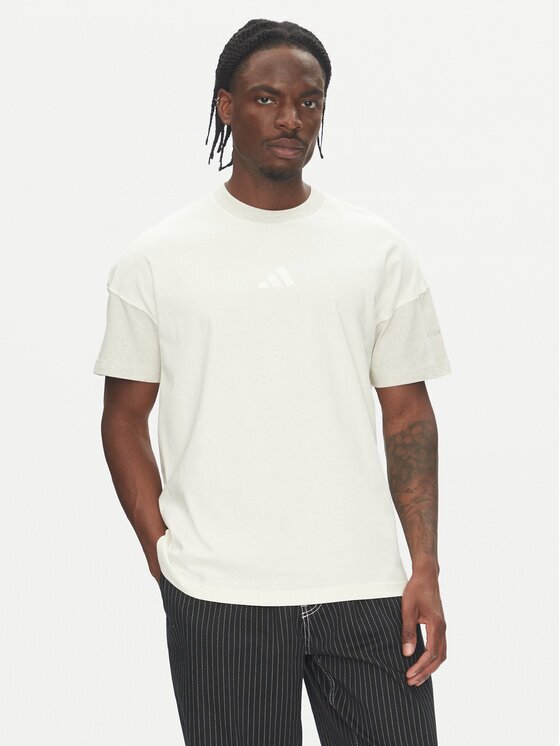 adidas Тишърт ALL SZN Colorblock JJ3679 Бял Loose Fit