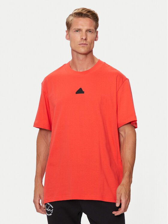 adidas Тишърт Brand Love IW3540 Оранжев Loose Fit
