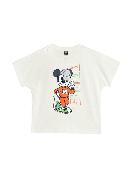 adidas Тишърт Disney Mickey Mouse JL9169 Бял Loose Fit