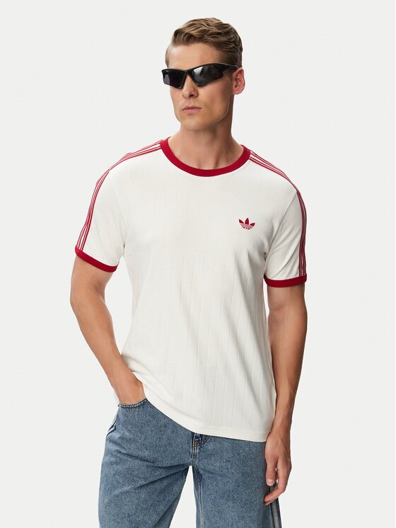 adidas Тишърт Drop Needle 3 Stripes Tee KS7449 Бял Regular Fit