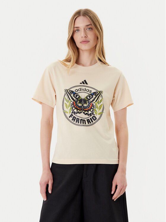adidas Тишърт FARM Graphic JL8614 Бежов Regular Fit