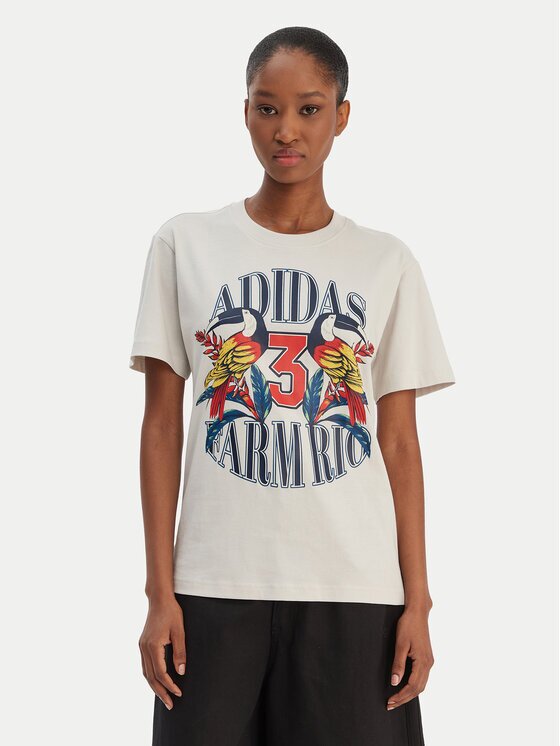 adidas Тишърт Farm Rio Graphic KD4641 Екрю Regular Fit