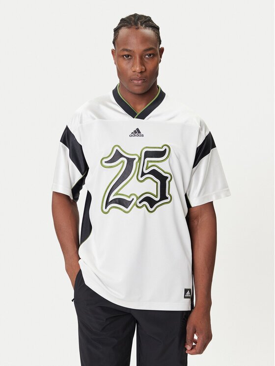 adidas Тишърт Football JY2762 Бял Oversize