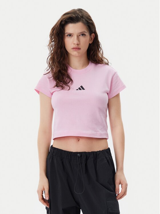 adidas Тишърт Future Icons Small Logo Baby JE4003 Розов Slim Fit