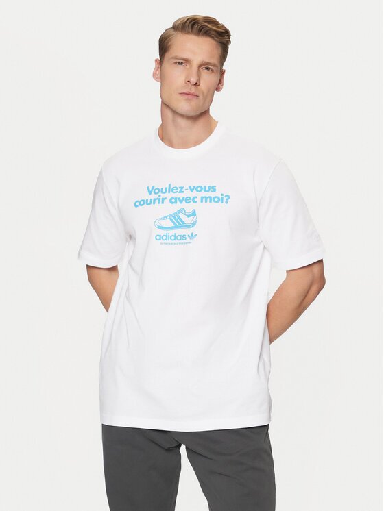 adidas Тишърт Graphic Tee JC8365 Бял Regular Fit