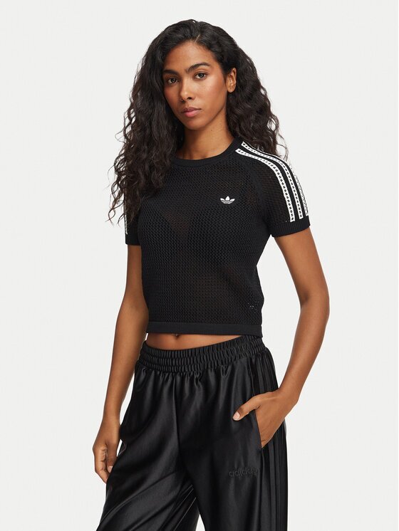 adidas Тишърт Knitted Crochet Tee KC6481 Regular Fit