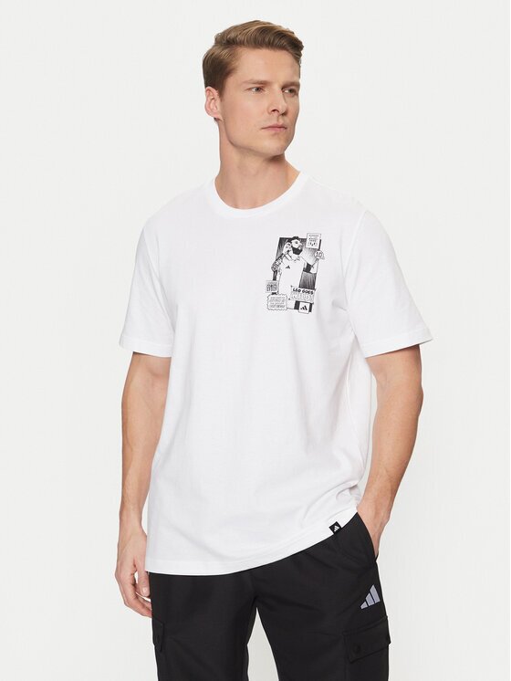 adidas Тишърт Messi Icon Graphic JJ1414 Бял Regular Fit