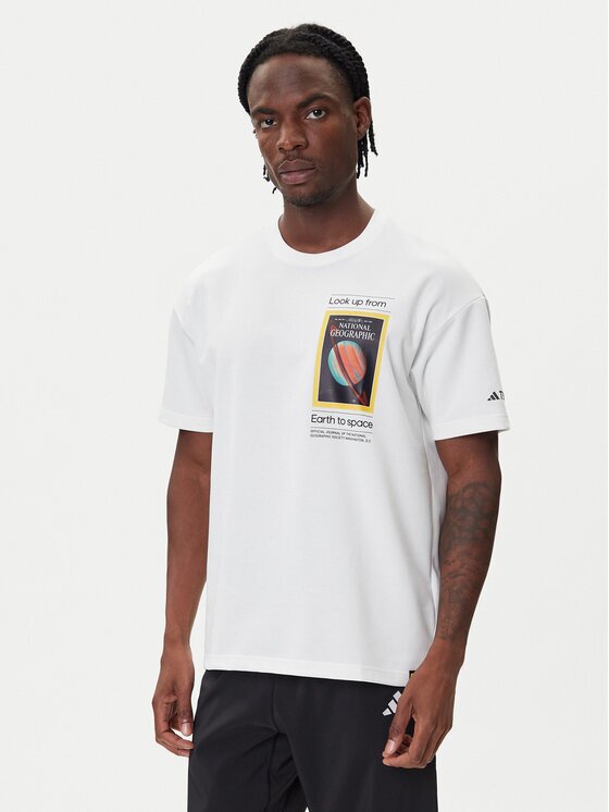 adidas Тишърт National Geographic KC2349 Бял Loose Fit