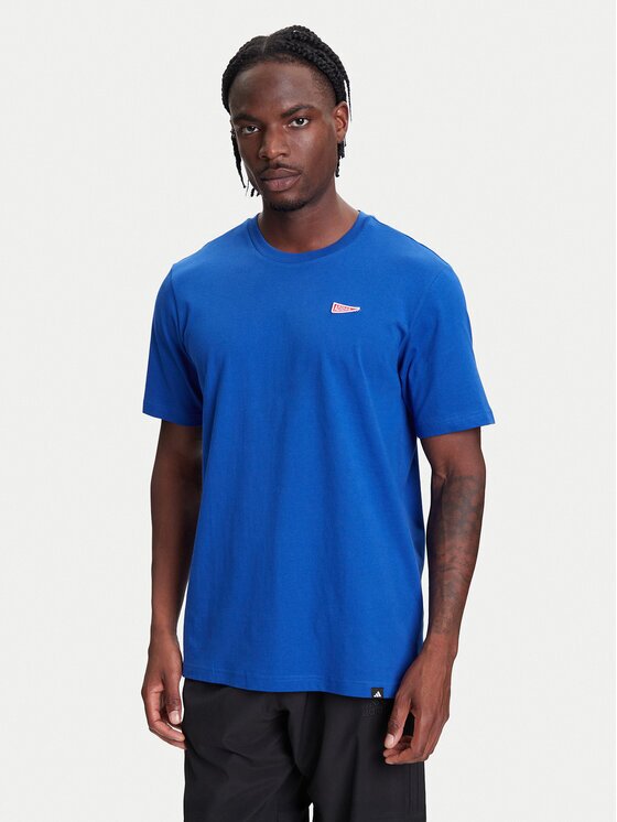 adidas Тишърт Pennant Trim Graphic JL9227 Син Regular Fit