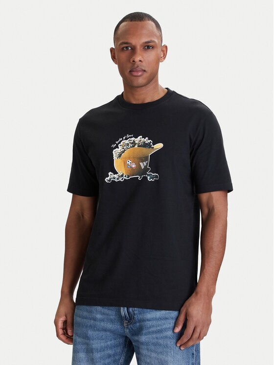adidas Тишърт Snack Popcorn Graphic KD3928 Черен Regular Fit