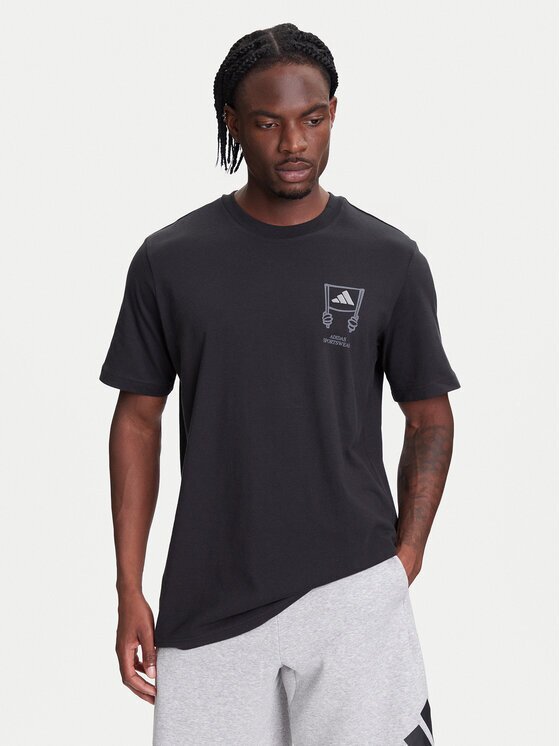 adidas Тишърт Stadium Crowd lJX7474 Черен Loose Fit