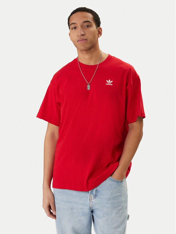 adidas Тишърт Trefoil Essentials KC8984 Червен Oversize