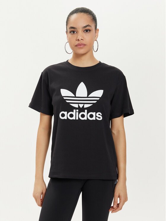 adidas Тишърт Trefoil IR9533 Черен Regular Fit