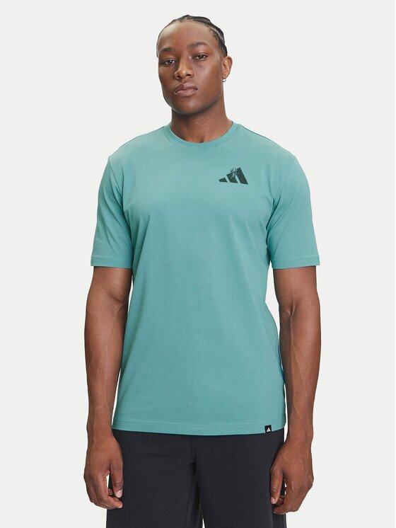 adidas Тишърт Yay Sports Verbiage Graphic JY1830 Електриков Regular Fit