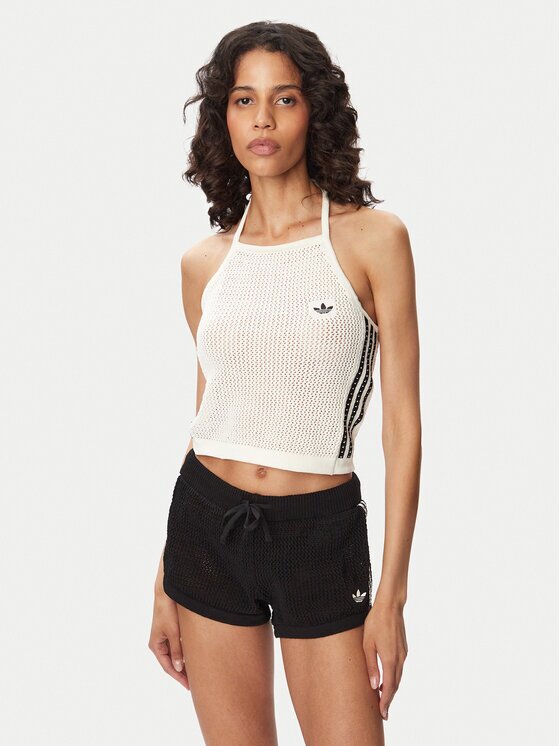 adidas топ Knitted Crochet KC6485 Бял Slim Fit