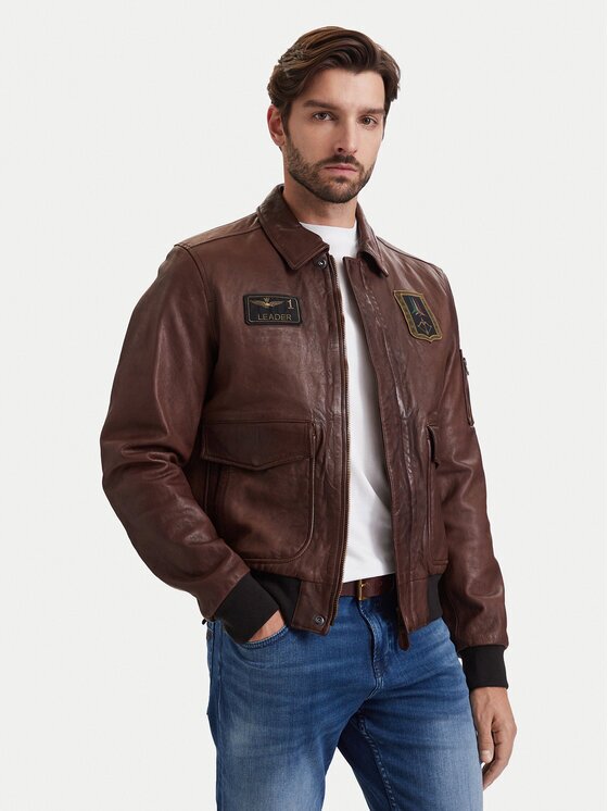 Aeronautica Militare Кожено яке 262PN0895U100839 Regular Fit