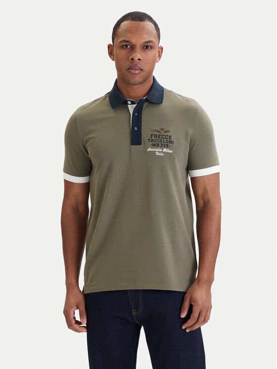 Aeronautica Militare Тениска с яка и копчета 261PO1908UP00191 Slim Fit