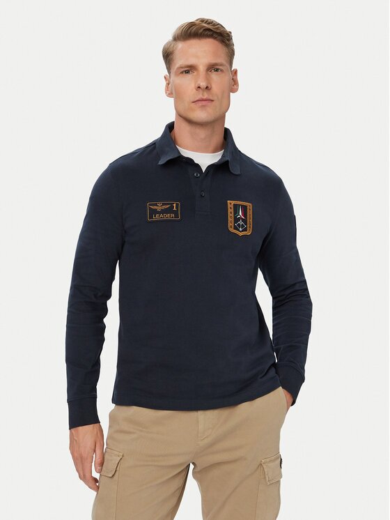 Aeronautica Militare Тениска с яка и копчета 262PO1941UJ00703 Regular Fit