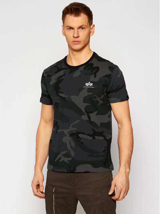 Alpha Industries Тишърт Basic T Small Logo Camo 188505C Сив Regular Fit