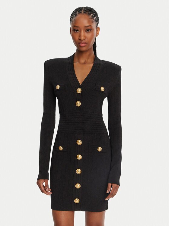 Balmain Плетена рокля DF1R8059KB07 Regular Fit