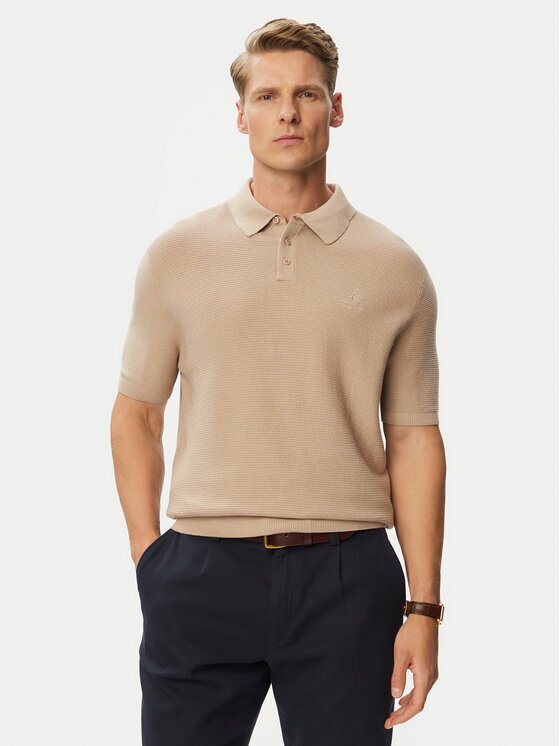 Beverly Hills Polo Club Тениска с яка и копчета P-SS26M-M7280BEI Regular Fit
