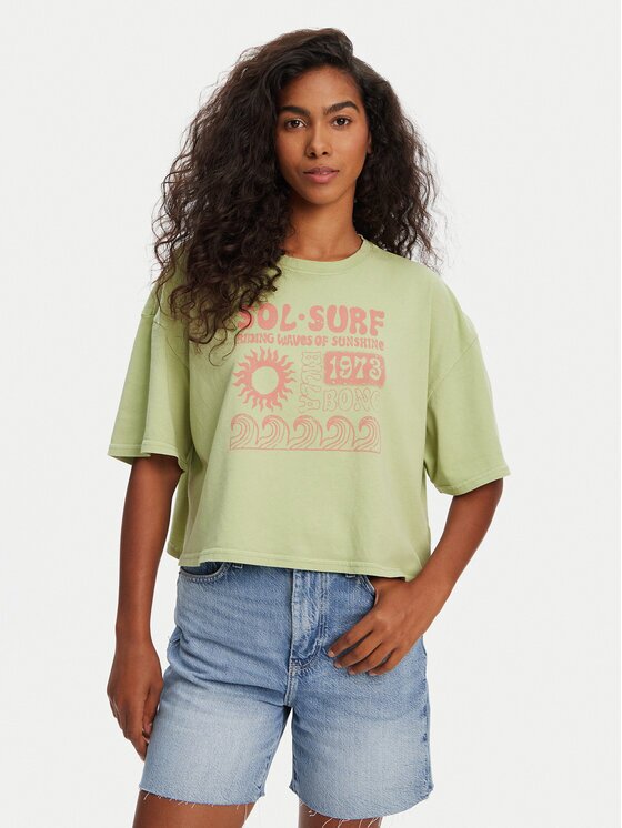 Billabong Тишърт Sol Surf EBJZT00428 Зелен Oversize