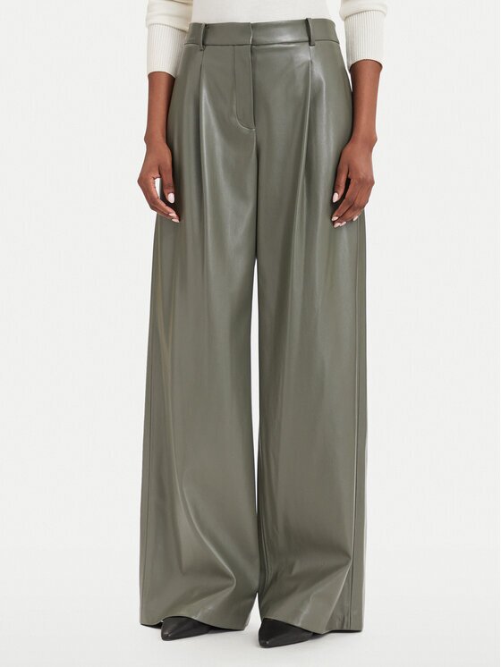 BOSS Панталони от имитация на кожа Tiana4-M 50564757 Wide Leg