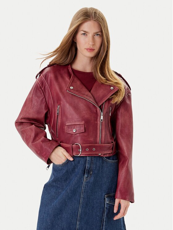 BOSS Кожено яке C_Sadora 50543026 Regular Fit