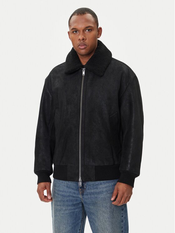 BOSS Кожено яке Jonier 50547567 Relaxed Fit