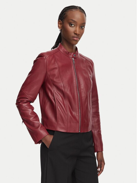 BOSS Кожено яке C_Saleste1 50545625 Regular Fit