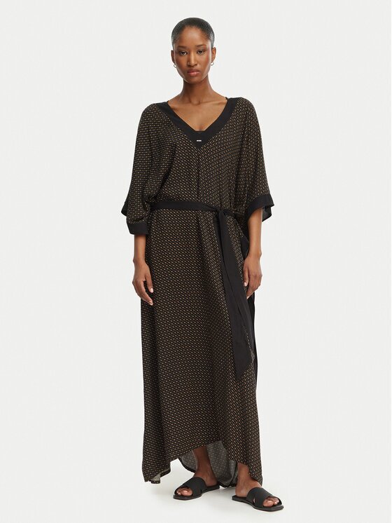 BOSS Плажна рокля Monogram 50561263 Черен Relaxed Fit