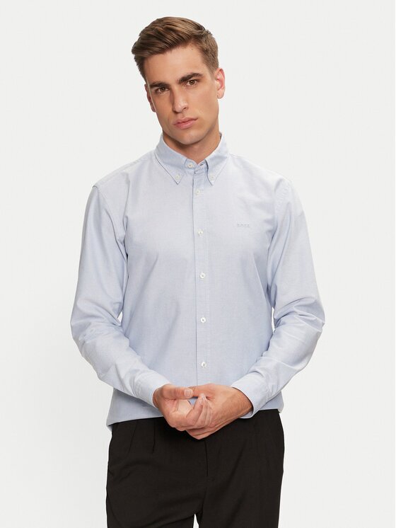 BOSS Риза H-Roan 50520265 Светлосиньо Slim Fit