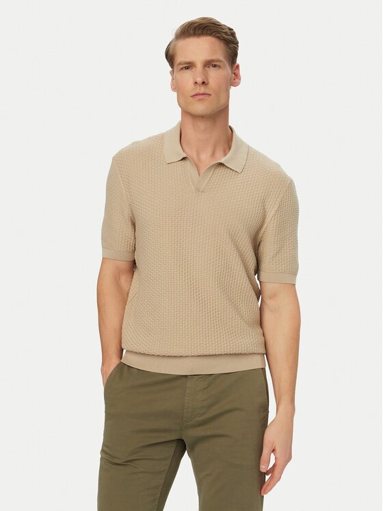 BOSS Тениска с яка и копчета H-Natalo 50561613 Regular Fit