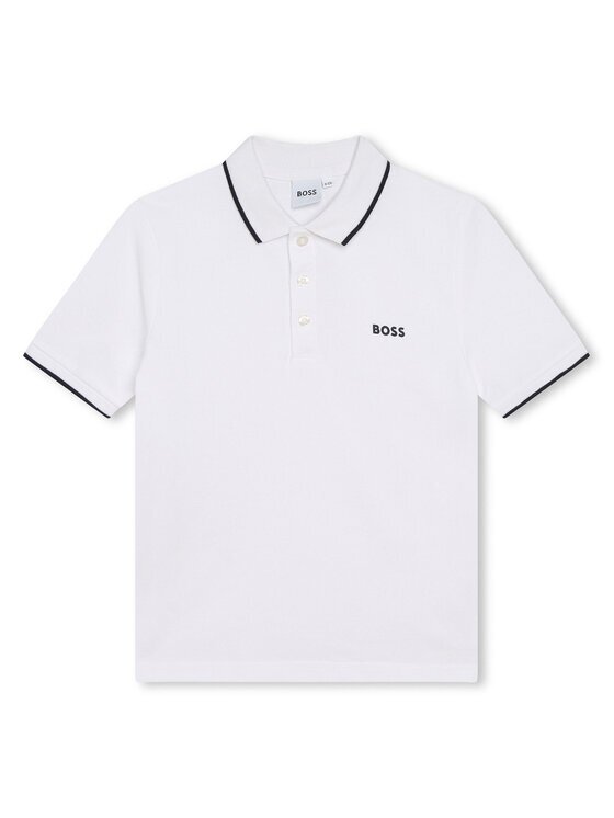 BOSS Тениска с яка и копчета J25P26 D Бял Regular Fit