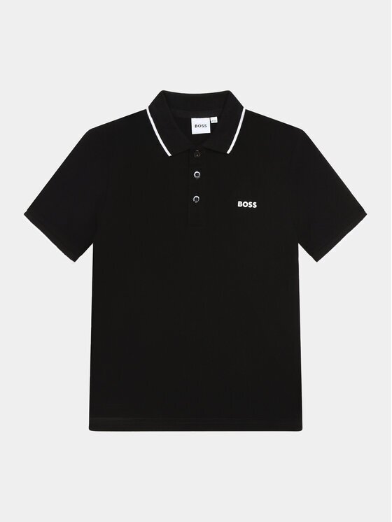 BOSS Тениска с яка и копчета J25P26 M Черен Regular Fit