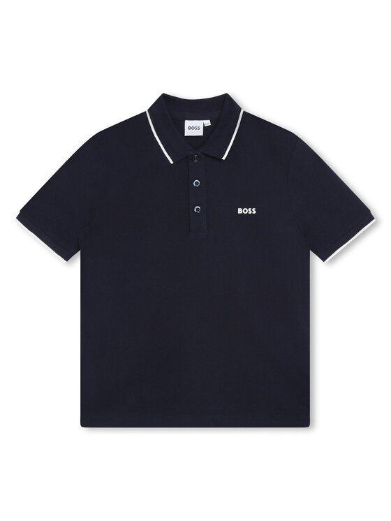 BOSS Тениска с яка и копчета J25P26 S Тъмносин Regular Fit