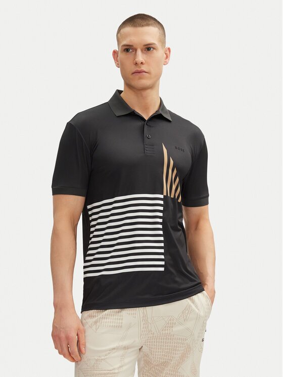 BOSS Тениска с яка и копчета Paddy Striped C1 50539506 Regular Fit