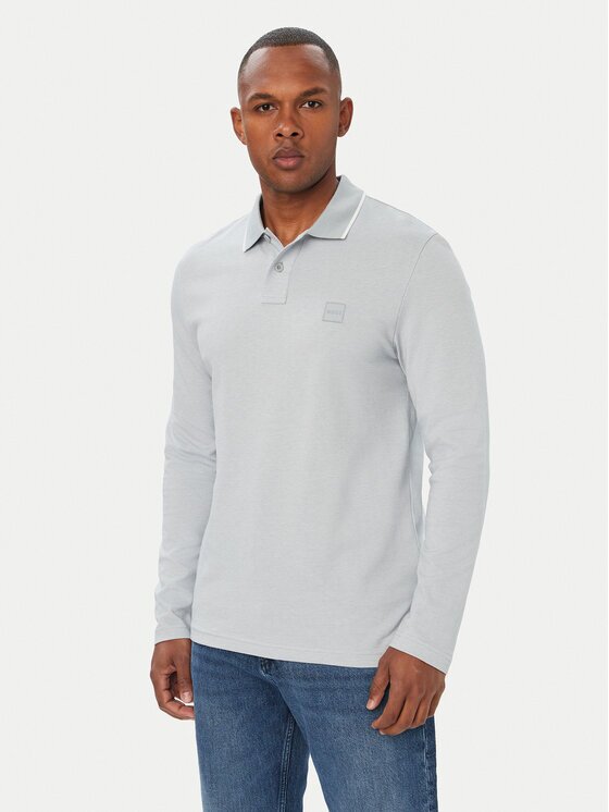 BOSS Тениска с яка и копчета PasserfordLong 50566186 Regular Fit