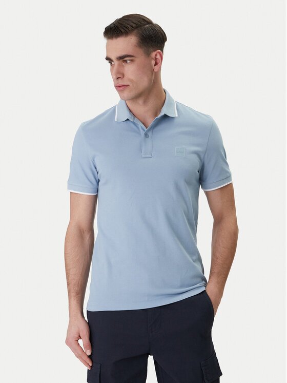 BOSS Тениска с яка и копчета Passertip 50507699 Slim Fit