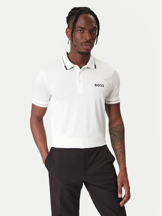 BOSS Тениска с яка и копчета Paul Pro 50506203 Slim Fit