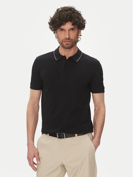 BOSS Тениска с яка и копчета Paule 4 50506195 Slim Fit