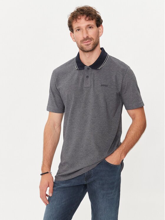 BOSS Тениска с яка и копчета Peoxfordnew 50507814 Relaxed Fit
